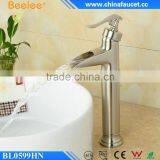 Beelee Unique Waterfall Brushed Nickel PVD Vanity Top Basin Sink Faucet Deck Mounted Mixer thumbnail-3
