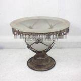 8009057MC- Antique Rustic Metal Holder W/Glass Bowl