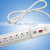 Portable 6 Outlets Surge Protection Extension Socket With Indicator and 2 USB Ports
