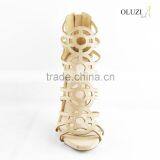 OLNS004 Classics Ladies Black High Heel Dress Sandals Suede Platform Heels Metal Strap Decorated Women Sandals Shoes thumbnail-3