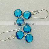 Blue Quartz Round Gemstone Earrings thumbnail-3