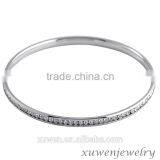 Cubic Zirconia Stainless Steel Thin Metal Bangle