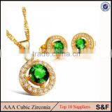 Copper Plating 18k Yellow Gold CZ Stone Gold Plated Jewelry Sets