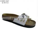 2016 New Style Women Cork Slipper White Genuine Leather With Hasps Fashion Cork Slipper