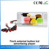 7 inch plastic shell portable supermarket CE FCC ROHS Playlist Schedule Management television taxi advertising