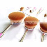 New Wholesale Toothbrush Shaped Foundation Brush 10 Pcs Pink and White Oval Makeup Brush Set thumbnail-6