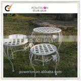 POWERLON Wrought Iron S/3 Small Planter Stand Antique White Outdoor Furniture thumbnail-1