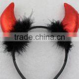 Hot Sale Halloween Party Horn Headband Hairband With Feather thumbnail-1