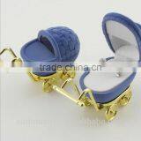 Adroable Blue Velvet Baby Stroller Antique Style Ring Box thumbnail-4