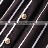 Women Fashion Short Sleeve White and Black Stripes Printing Button Down Loose Legging Casual Romper Jumpsuit thumbnail-3