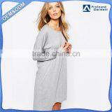 Long Sleeve Single Jersey Blank Ladies Plain T-shirt Dresses Casual thumbnail-1