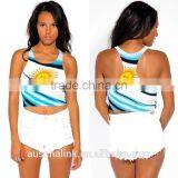 Summer Ladies Custom Flag Sun Graphic Sexy Crop Tank Tops thumbnail-6