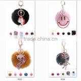 2017 New Design Rainbow Color Fur Pom Pom Keychain Bag Charms Wholesale Fur Ball Bag Charms Fur Ball Charms for Woman Hand Bags thumbnail-5