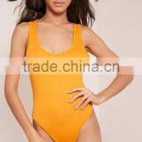 Custom Color Private Label Crew Neck Racer Back Basic Cotton Spandex Tight Women Bodysuit thumbnail-2