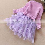 Girls Dress Sweaters Purple Knitted Tulle Dresses Children Skirts and Sweaters for Baby Girls Guangzhou Factory thumbnail-2
