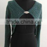 Fashion Ladies All Over Ajour Knit Mandarin Sleeve Mohair Poncho thumbnail-1