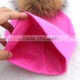 Myfur Spring Infantile Hot Selling Unisex Baby 100% Cotton Hat With a Fur Pom Pom Ball thumbnail-4