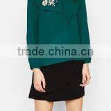 Runwaylover EY2373B Europe Style 2017 Ladies Fashion Falbala Embroidery Blouse thumbnail-2