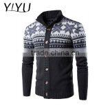 Custom Cardigan Winter Men Stand Collar Jacquard Pattern Knit Christmas Sweater thumbnail-1