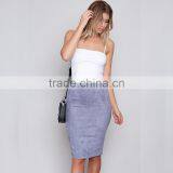 Lavender New Color Midi Suede Pencil Skirt Nice Fit Modern Simple Ladies Wear thumbnail-2
