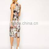 Autumnal Blossom Print Crop Top Midi Pencil Dress thumbnail-2