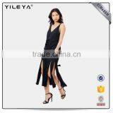 High Slit Maxi Dress Elegant Hollow Out Evening Fashion Dreese Long Dress thumbnail-5