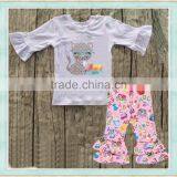the Latest Embroidery Clothing Private Custom2017 Wholesale Girl Boutique Outfit New Arrival Back to School Sets Photo Design thumbnail-3