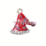 Zinc Based Alloy Charms Hat Gold Plated Red Clear Rhinestone Enamel