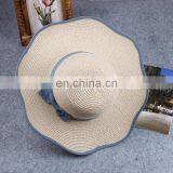 Lace Bowknot Straw Hat Folding Sunshade Hat Beach Cap thumbnail-5