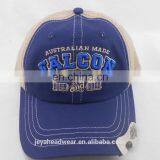 Unstructured Blue and Khaki Mesh Trucker Hats Custom Australian Embossed Beer Opener Trucker Hat