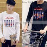 Peijiaxin Casual Style O-neck Soccer Printing Men Long Sleeves Cotton T-shirt