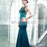 2017 Elegant Crystal Beaded Shealth Mermaid Emerald Green Evening Gown thumbnail-4