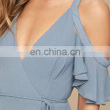 EASY LISTENING SLATE BLUE OFF-THE-SHOULDER WRAP MAXI DRESS #RCTD3191 thumbnail-3