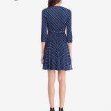 Elegant Blue Dotted V-neck Short Dress thumbnail-2