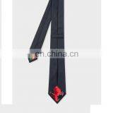 Men's Black Floral Embroidery Narrow Silk Tie thumbnail-3