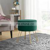 Reatai Customized Round Metal Leg Storage Ottoman Stool Modern Style Velvet Ottoman Stool thumbnail-4