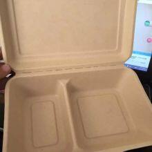 1000ml Double Grid Lunch Box 9 * 6 Degradable Environmental Protection Lunch Box Take Out Pulp Bagasse Lunch Box Disposable Lunch Box Single Double Grid Salad Box thumbnail-3