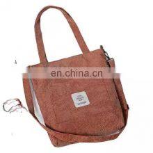 Classic Design Customization Youthful and Fashion Multiple Color Shopping Casual Shoulder Corduroy Canvas Bags With Long Handle thumbnail-3