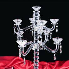 Factory Supply New Design Table Top Hanging Crystal Beads Crystal Chandelier Lighted Wedding Centerpiece thumbnail-4