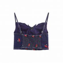 Spring New Product: Cross Border Women's Clothing Street Fashion Embroidered Short Washed Cowboy Strap Top From Europe and America thumbnail-2