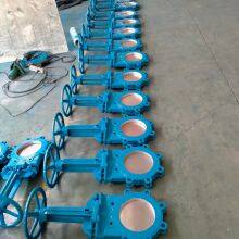 DN500 Soft Seal Resilient Seat CI DI GGG50 Ductile Iron Pn10/16 Wafer Type Knife Gate Valve With Hand Wheel thumbnail-5