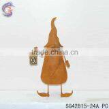 Rustic Metal Gnome Holding Flower Ground Stakes for Garden Decorations thumbnail-3