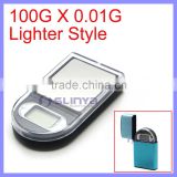 0.9 inch Blue LCD Screen Pocket 100g/0.01g Legibility Lighter Digital Scale