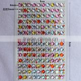 Shining Colorful Crystal sticker sheet, Self-adhesive stones for moible phone decoration