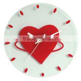 acrylic red heart wall clock