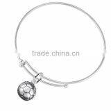 3D Soccer Ball Charm, Comes On An Intricately Detailed Silver Tone Snake Chain Bracelet thumbnail-4