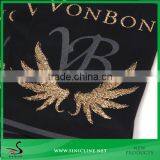Sinicline Custom Made High End Woven Taffeta Label With Golden Metallic Thread
