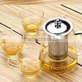 Home Unique Design Fashionable Heat Resistant Borosilicate Glass Teapot With Stainless Steel Strainer thumbnail-1
