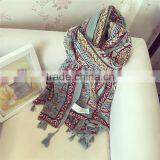2016 Spring Bohemian Style Fashoin Voile Scarf Big Shawl Long Style With Tassel thumbnail-2