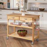 Pine Wood Kitchen Island With Two Drawer thumbnail-1